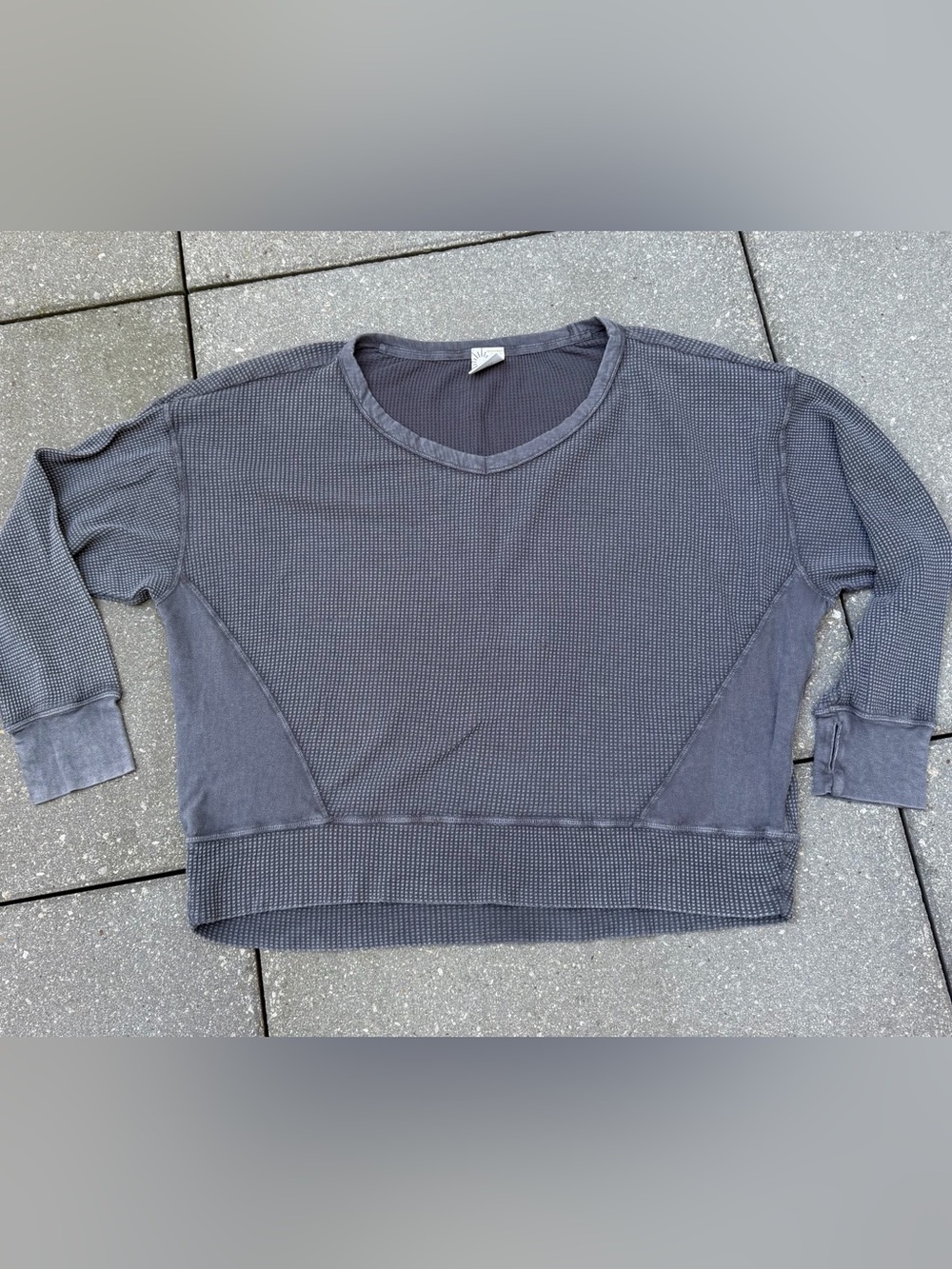 OFFLINE by Aerie Oversized Thermal Waffle Sweatshirt Gray M